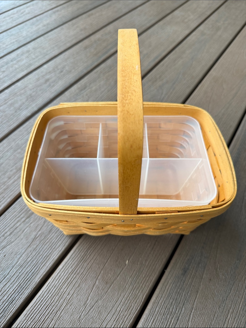 Longaberger Woven Handle Basket with Removable Divider for Napkins and Cutlery